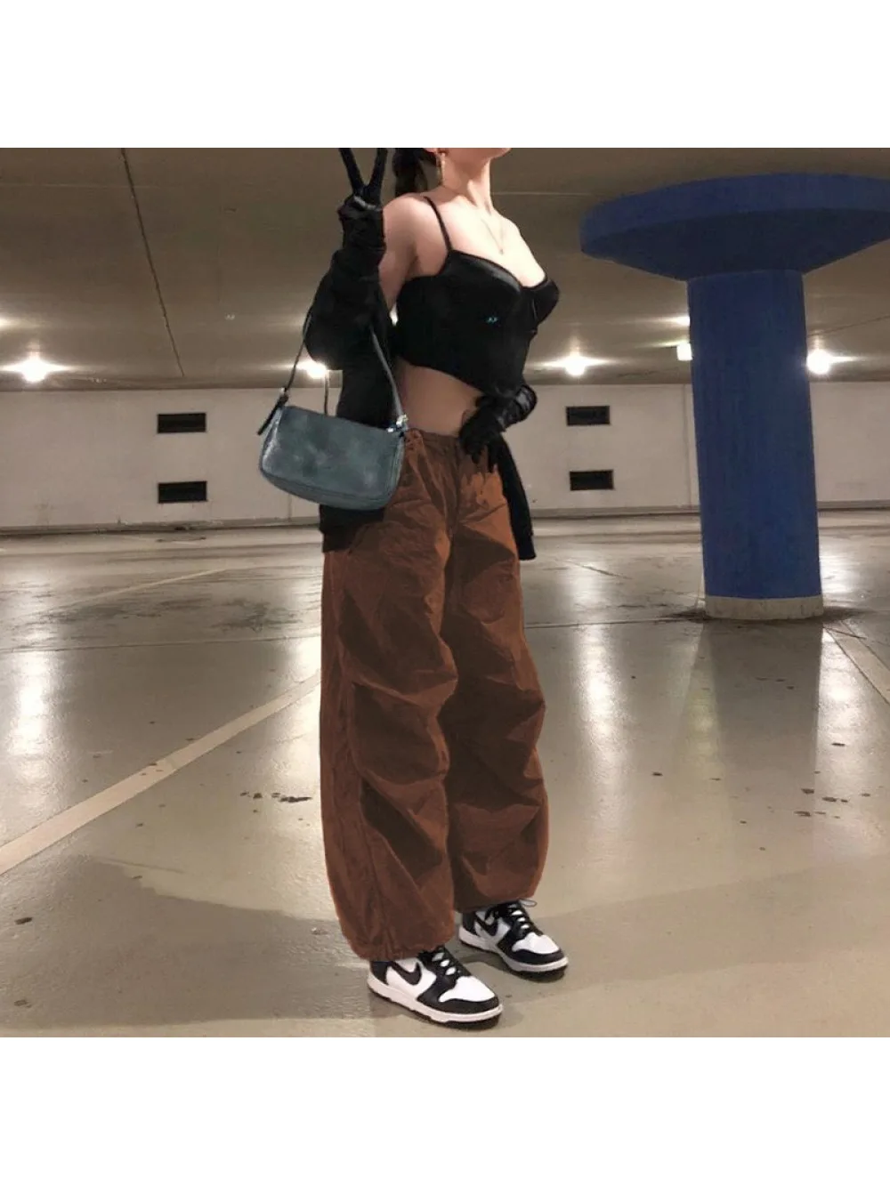 Autumn and Winter American Street Trendy Personalized Elastic Waist Pig Nose Buckle Leg Loose Edition Casual Work Pants