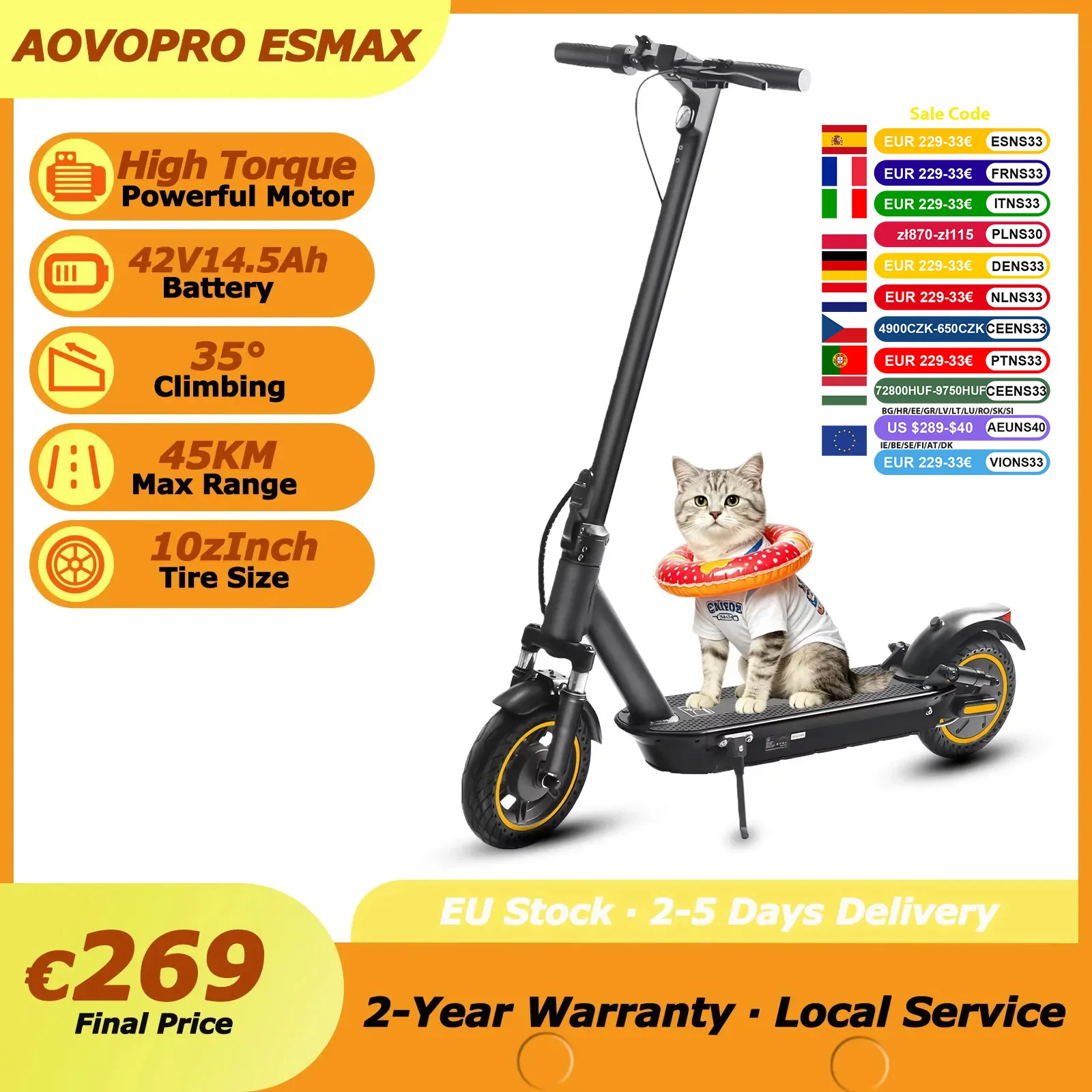 Image of AOVOPRO Elektroroller TX01 Leistungsstarker Motor Hohe Geschwindigkeit 45KM Reichweite 42V14.5AH 10 Zoll Smart Faltbar Großer Akku mit APP E-Scooter Doppelfederung