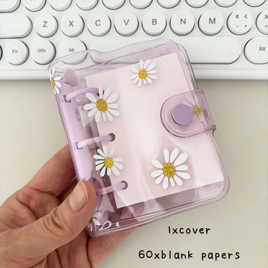 1 Set 3-Loch-Gänseblümchen-Notizbuch, Taschen-Notizblock mit losem Blattring, mit 60 Blatt Gürtel/leeres Papiere, DIY Mini-Junk-Tagebuch-Handbuch – Detail 7