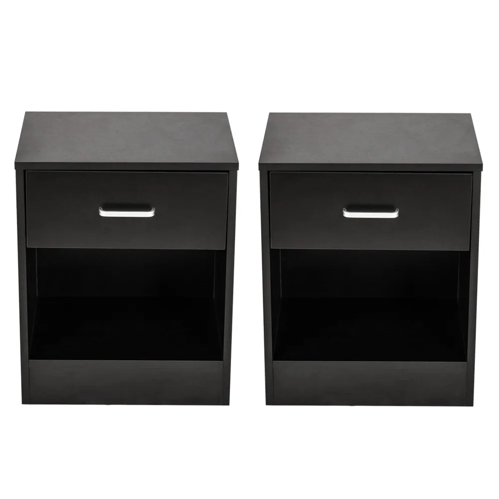 

2pcs Night Stands with Drawer Black, Nightstands