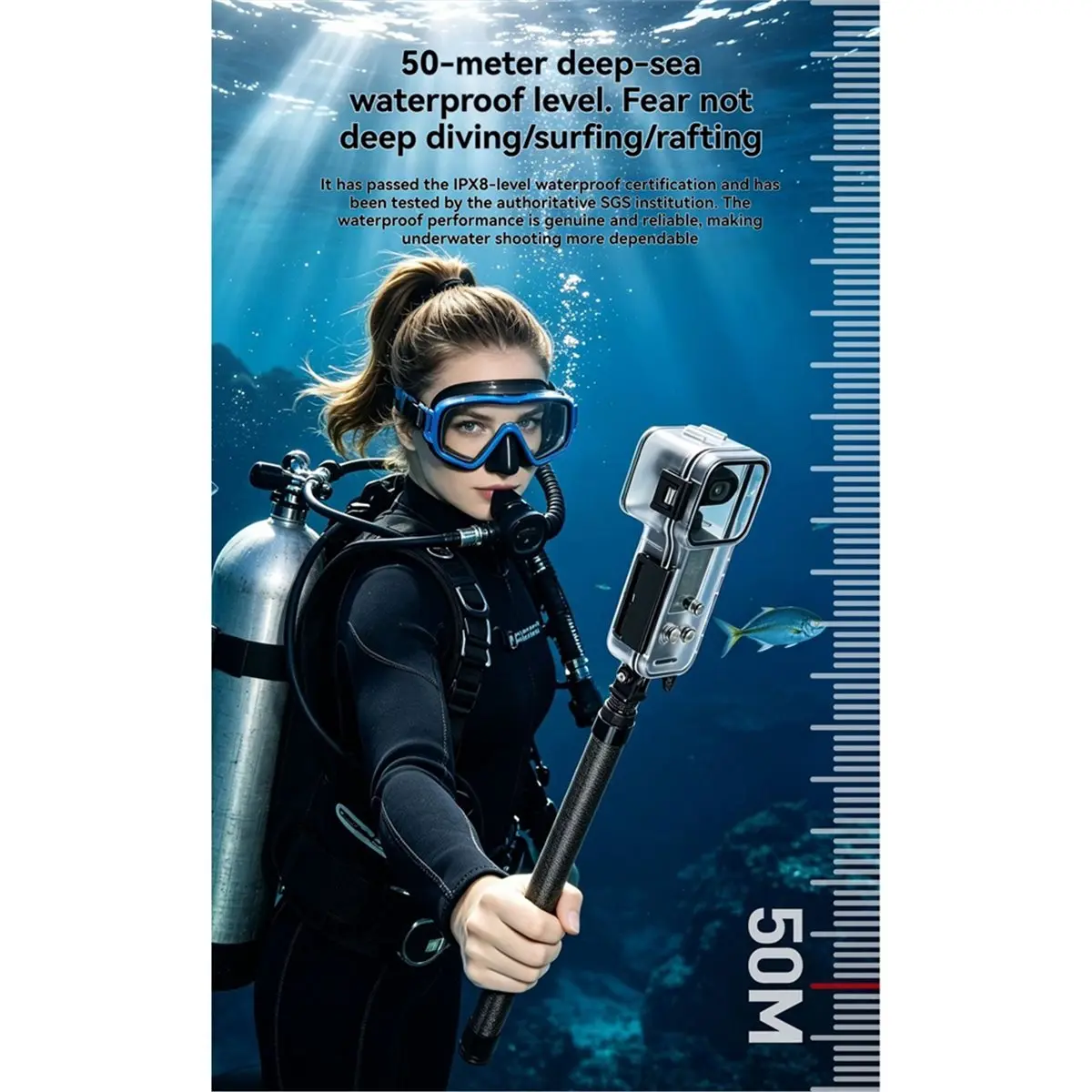 50M Waterproof Case for 4 Diving Housing Case Underwater Diving Protective Shell for Pocket 4