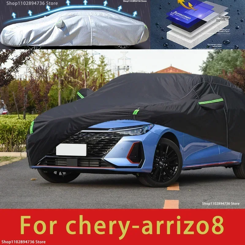 

For chery arrizo8 fit Outdoor Protection Full Car Covers Snow Cover Sunshade Waterproof Dustproof Exterior black car cover