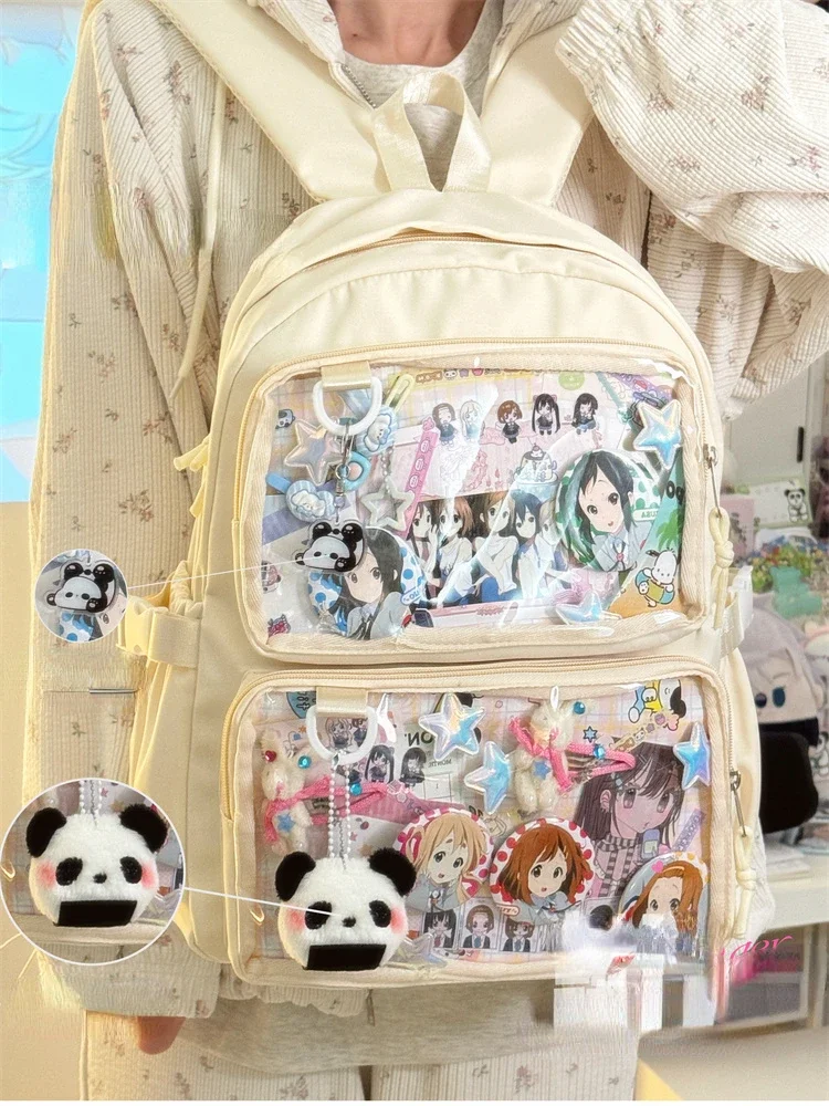 Japanese Transparent Ita Bag Korean Girl Student Schoolbag Appetite Bar All-match Backpack Large Capacity Display Backpack