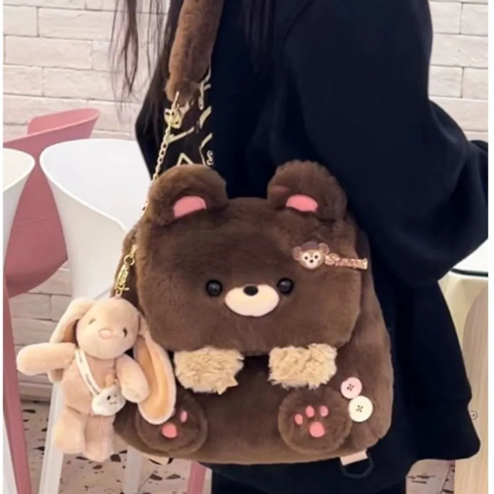 Bolso de hombro de felpa Capybara de gran capacidad, mochila informal linda, bolso escolar para estudiantes, bolso de animales de dibujos animados,