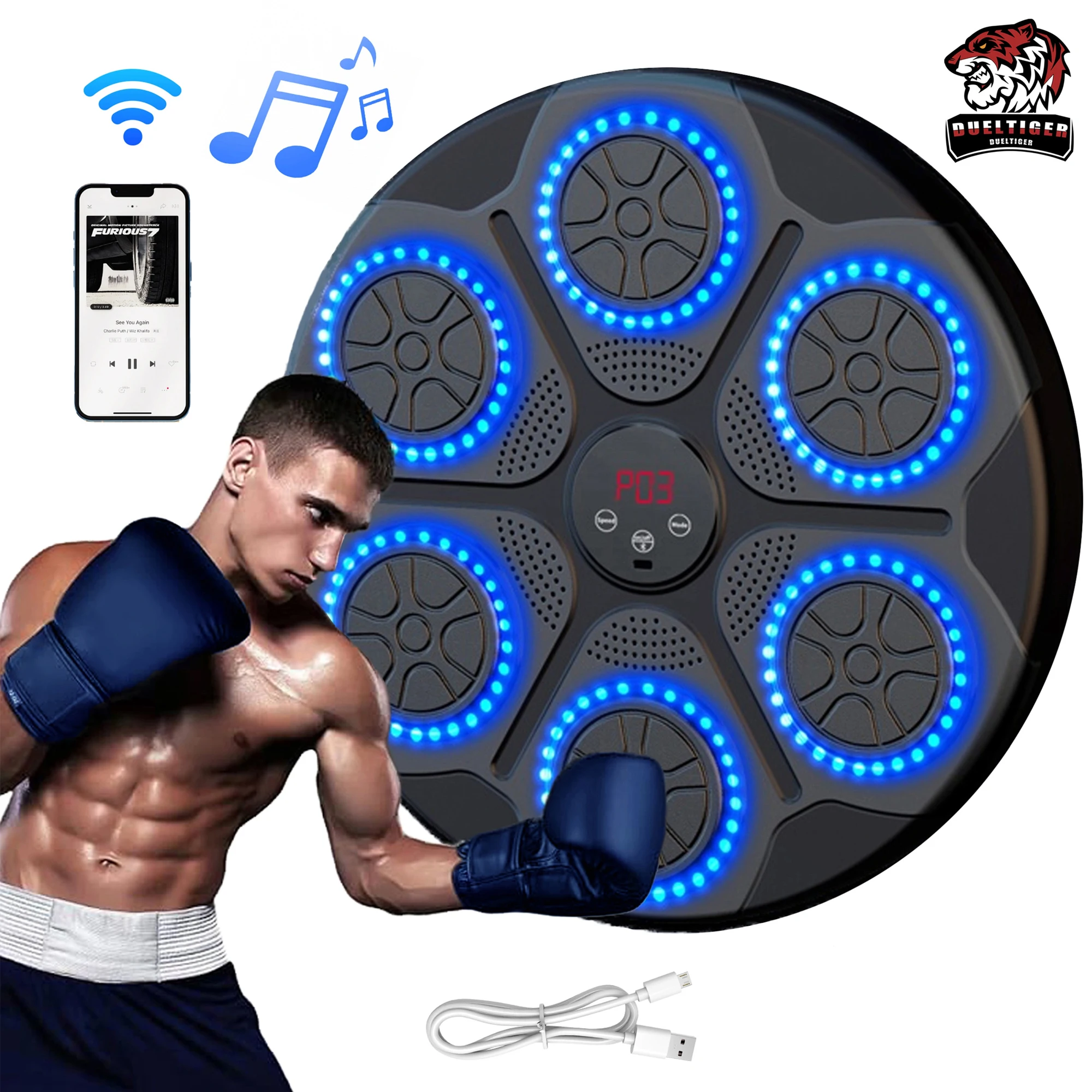 Nuova macchina da boxe musicale Smart Bluetooth montata a parete Music Boxing Trainer Gym Home Boxe elettronico Attrezzatura per punzonatura bersaglio