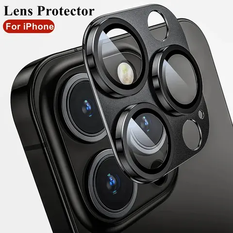 Metal Armor Camera Lens Protector For iPhone 16 Pro 17 13 11 12 14 15 Pro Max Tempered Glass For iPhone Mini Camera Protector