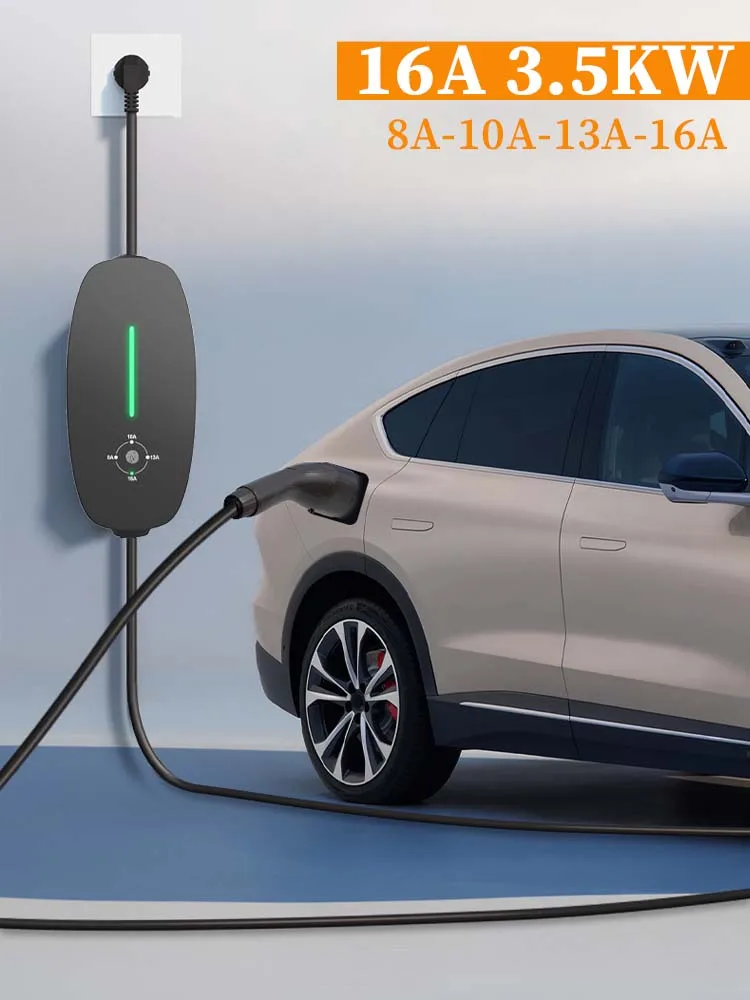 Przenośna ładowarka EV Teschev 3.5KW Typ 1 SAE J1772 16A Typ 2 IEC62196 do samochodów elektrycznych, kabel do szybkiego ładowania EVSE — 2
