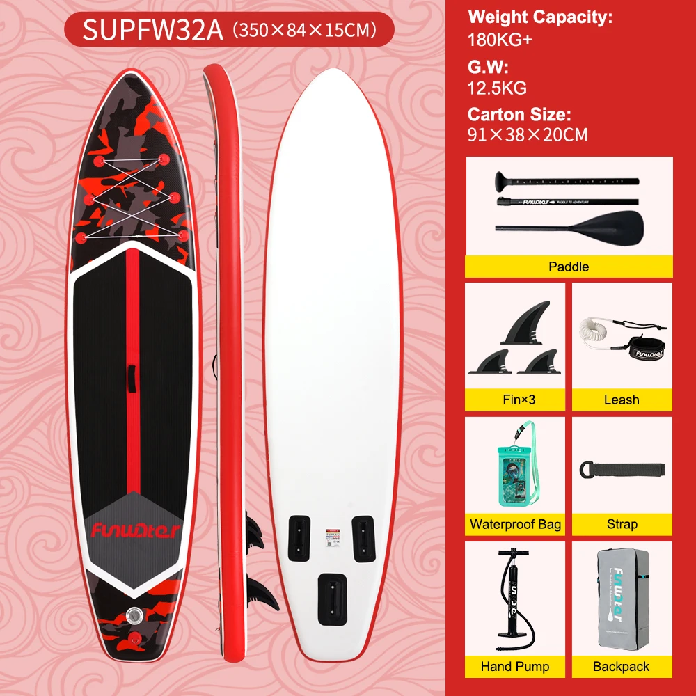 FunWater Opblaasbaar Stand Up Paddle Board Paddleboard Surfboard Surf Sup Board 320-385CM Antislip Watersport Paddle Board