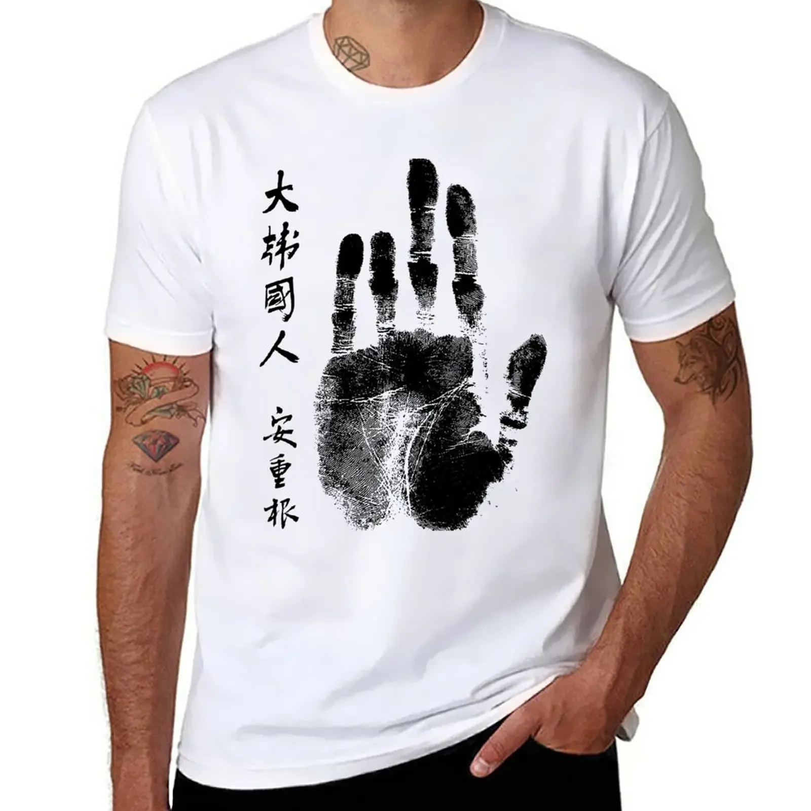 Ahn Jung-geun Hand Print T-Shirt plain summer clothes sublime men graphic t shirts