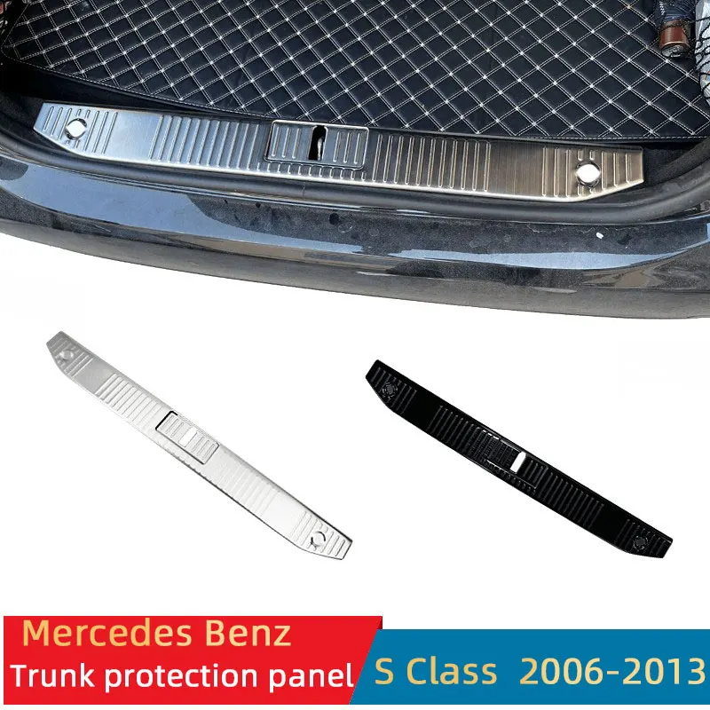 For Mercedes Benz S Class W221 S350 S400 2006-2013 ,Car Rear Trunk Bumper Trim Stirp Cover Rear Guard Panel Protection Door Sill