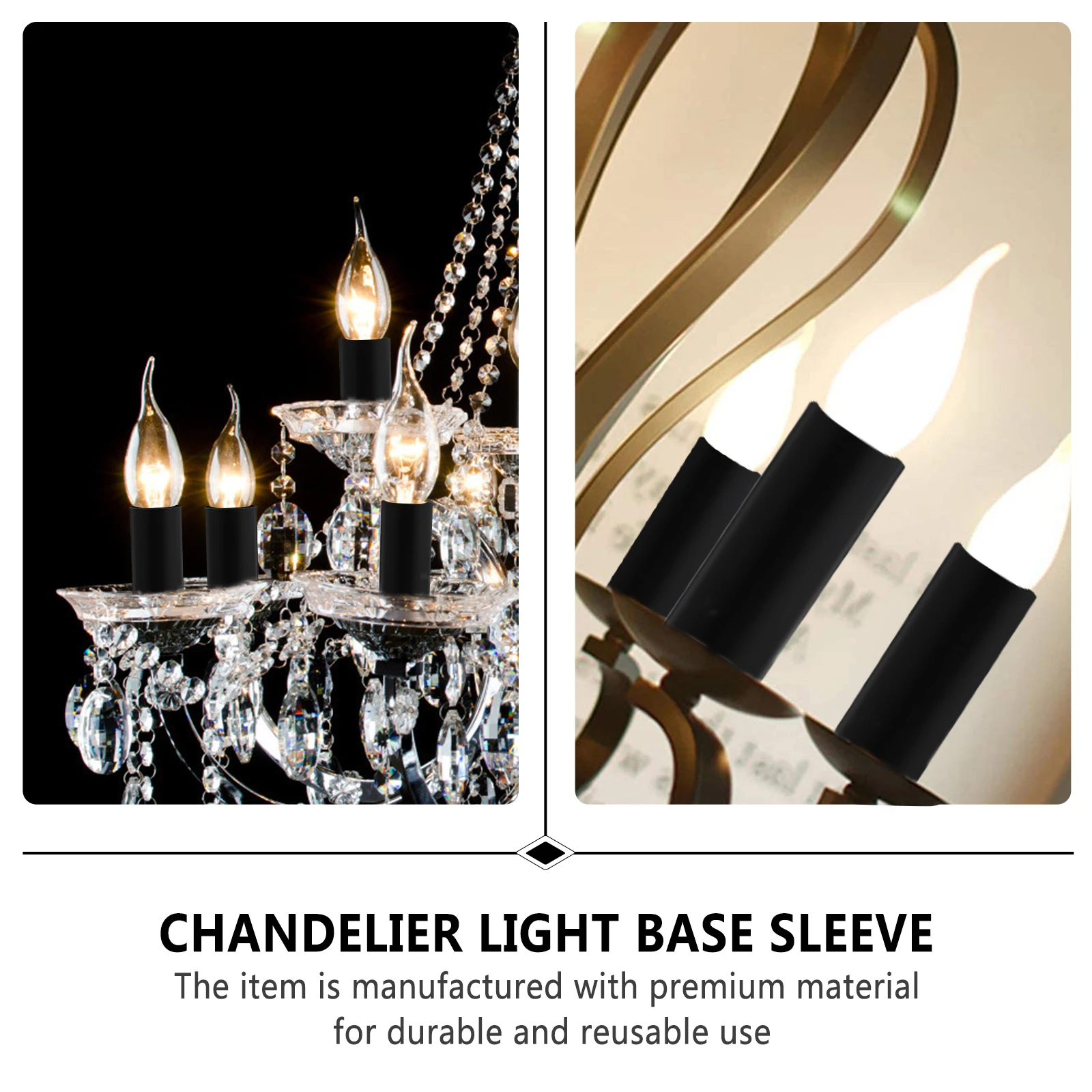 

12pcs Chandelier Flange Sleeve Black Lamp Base Cover Iron Cylinder Candlebra Light Fixture Covers Heat Resistant for Crystal