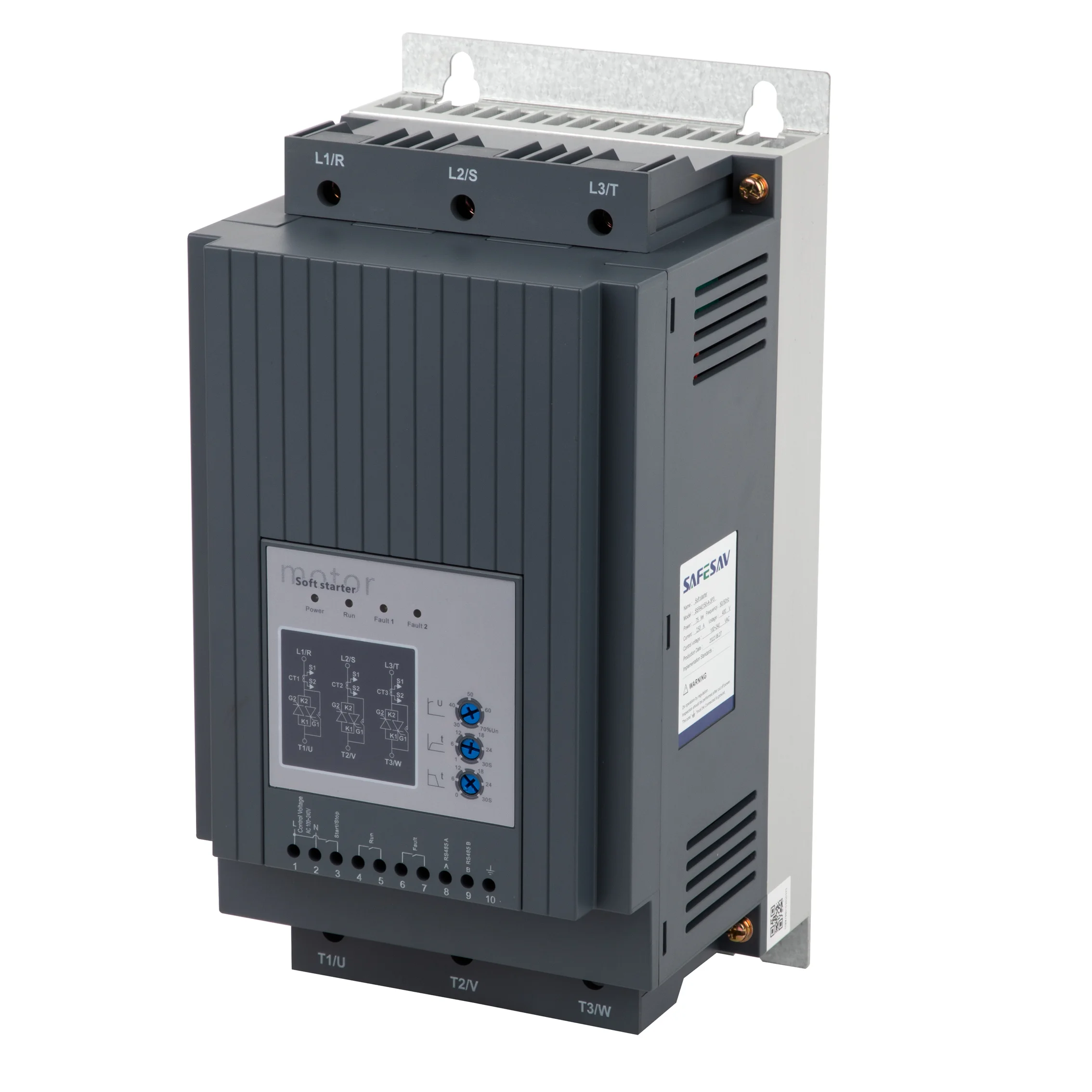

Safesav SSR 55KW 500V Soft Starter with Double Ball Cooling Fans 320A Overload Protection CE Cabinet Triple Output