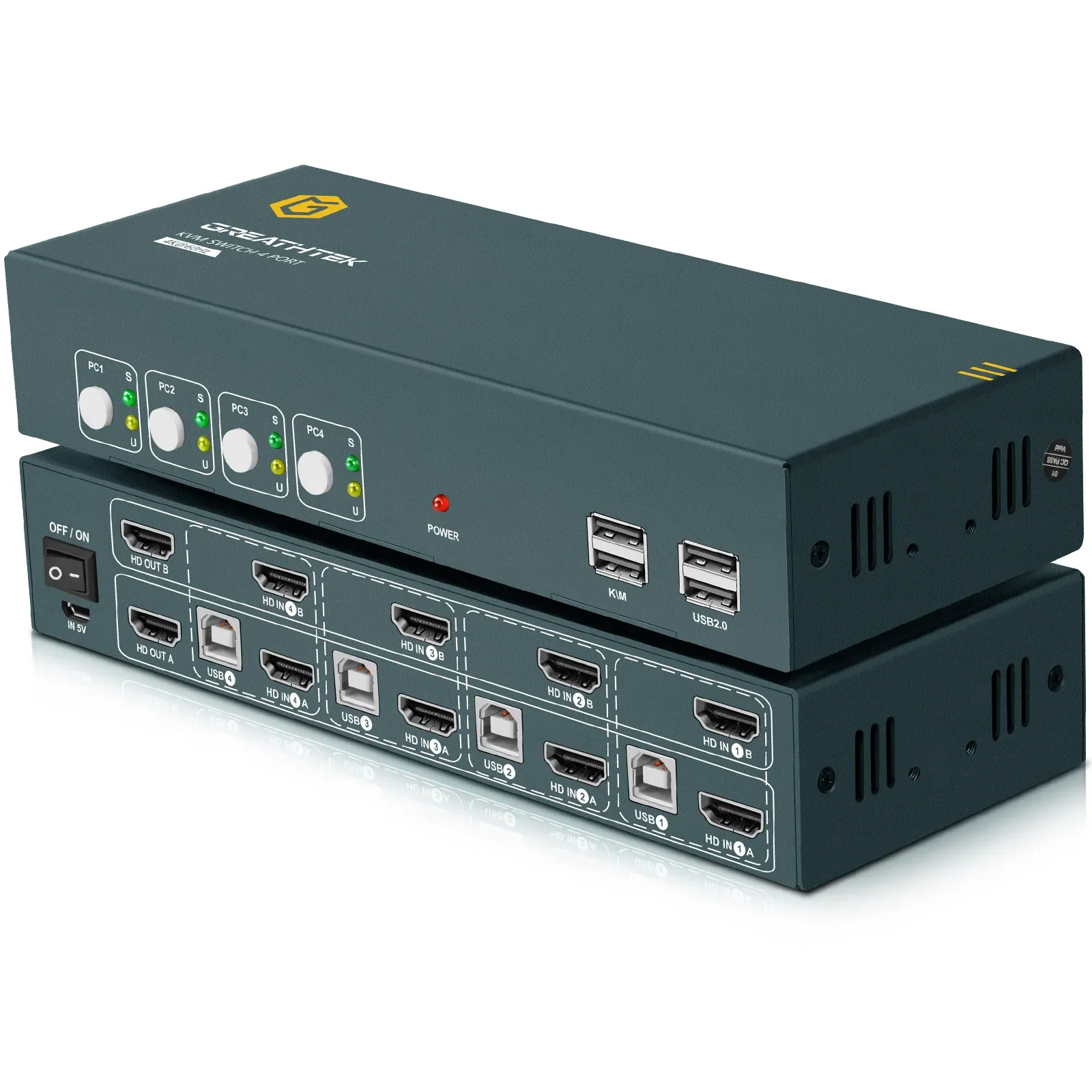 

2024 USB KVM-переключатель двойной монитор | 4 порта HDMI 4K 60 Гц Клавиатура Мышь Переключатель | 4 шт. 2 монитора