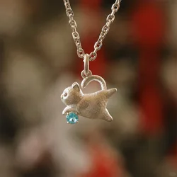 Niche Flying Design Cat Inlaid Zircon Necklace A Sweet and Stylish Simulation of A Meow Star Pendant Versatile Collarbone Chain