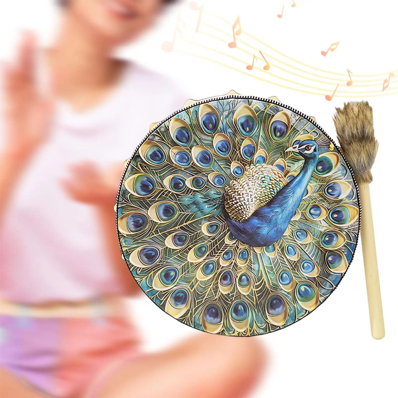 

Шаманский барабан ручной работы в стиле ретро, декоративный барабан, настольный домашний декор, барабан с павлином