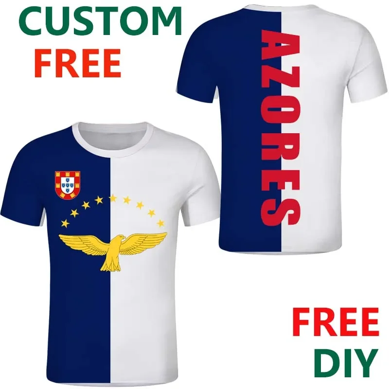 Azores T Shirt Custom Men's Portugal Coat Of Arms Pigeon Tee Shirts Personalized Logo Work Uniform Top