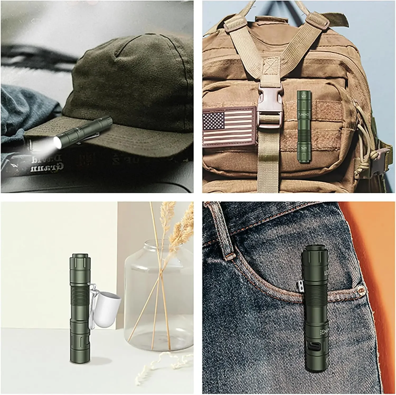 Mini lampe de poche aste S21 AA, torche LED 880 lumens, interrupteur arrière magnétique, lampe de poche EDC pour la randonnée, le camping, les