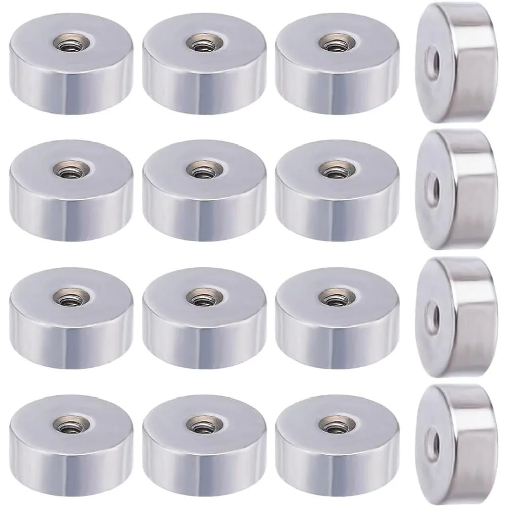 1 Box 50Pcs Screw Ball Backs for 20G Threaded Post Stainless Steel Geometry Flat Round Replacement Earring Backs for Jewelry