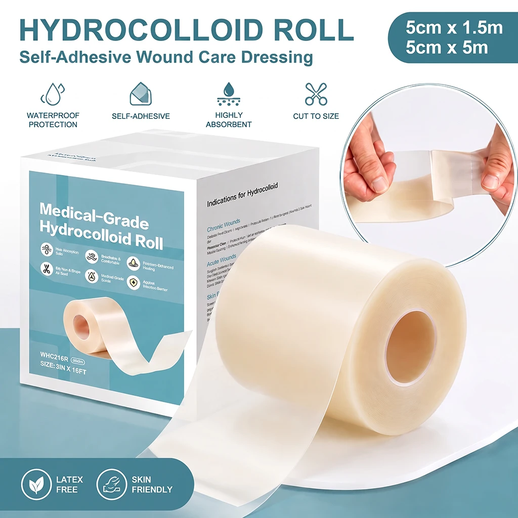 Hydrocolloid Roll Self Adhesive Bandages for Body Wound Care Cut to Size Waterproof Hydrocolloid Patch Daily Care Supply Tape