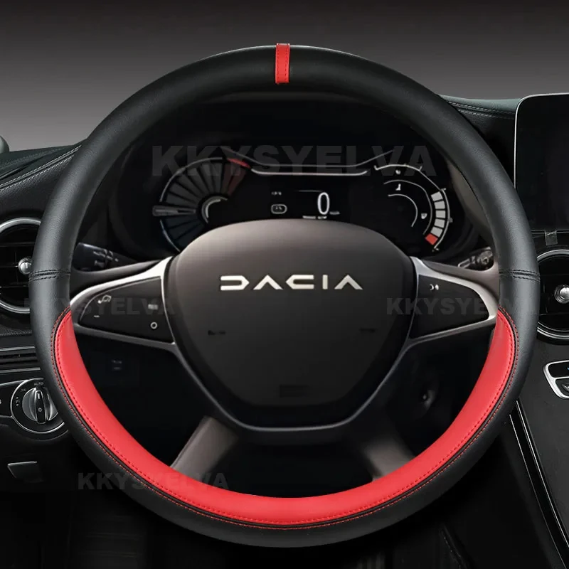 Microfiber Leather Car Steering Wheel Cover For Dacia Logan Sandero Duster Lodgy Jogger Dokker Spring 2017-2024 Auto Accessories