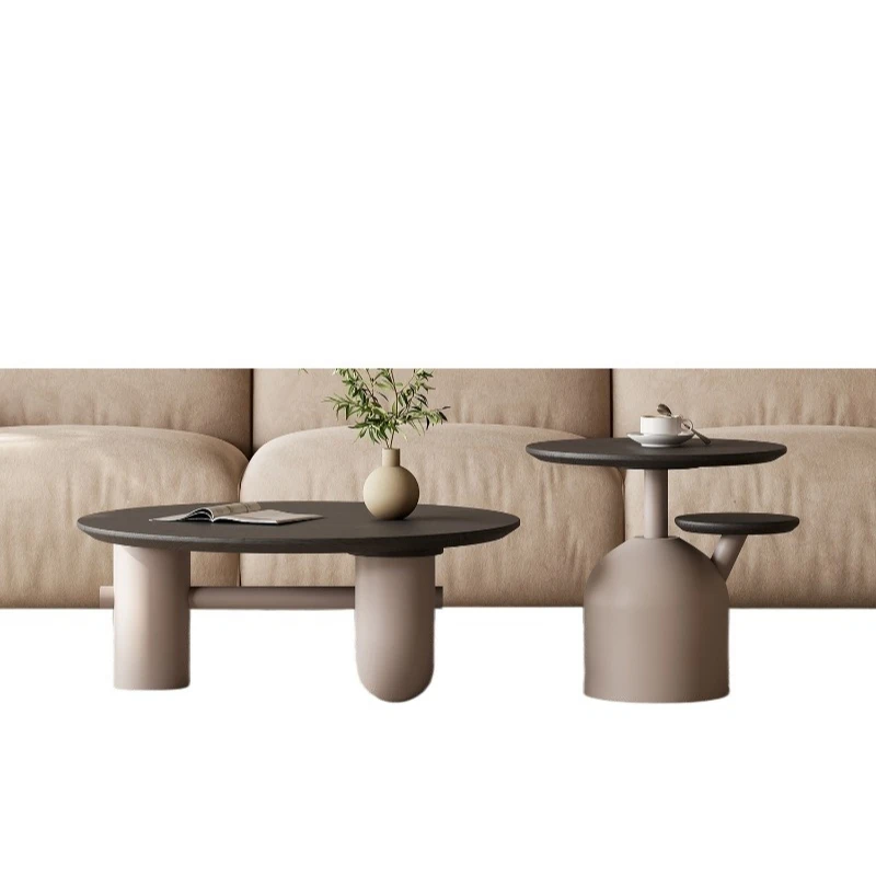 

Retro small apartment coffee table living room home, art round coffee table combination