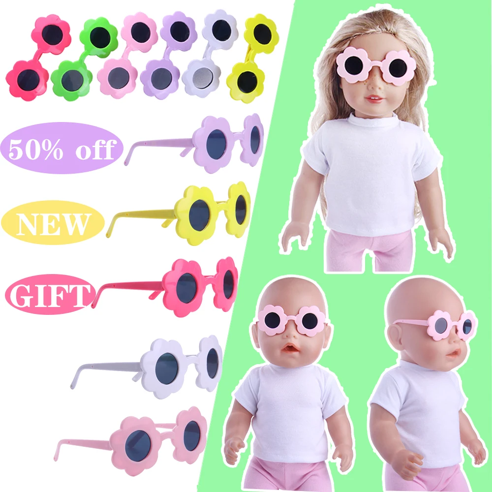 Lovely Flower Sunglasses Multicolor Fashion Items For 18Inch American Doll &43cm Reborn Baby Doll Birthday Gift For Pet Dog Toy