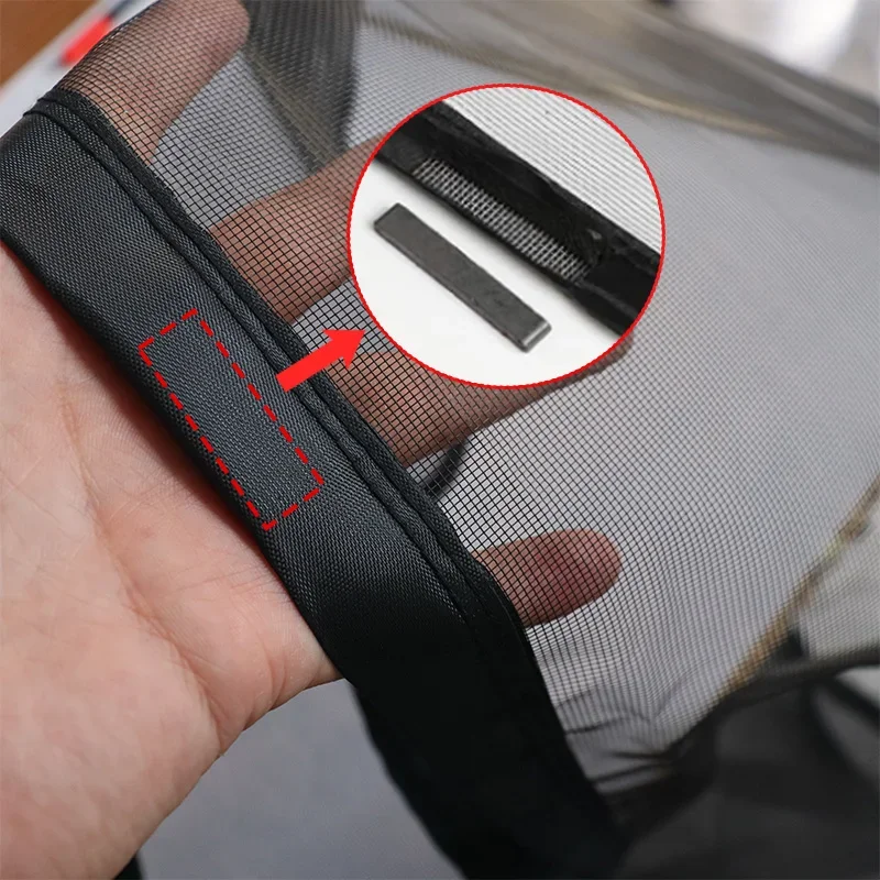 Magnetic Door Screen Mosquito Net Side open black Custom Size Curtain Fly Anti-mosquito Mesh Summer Indoor