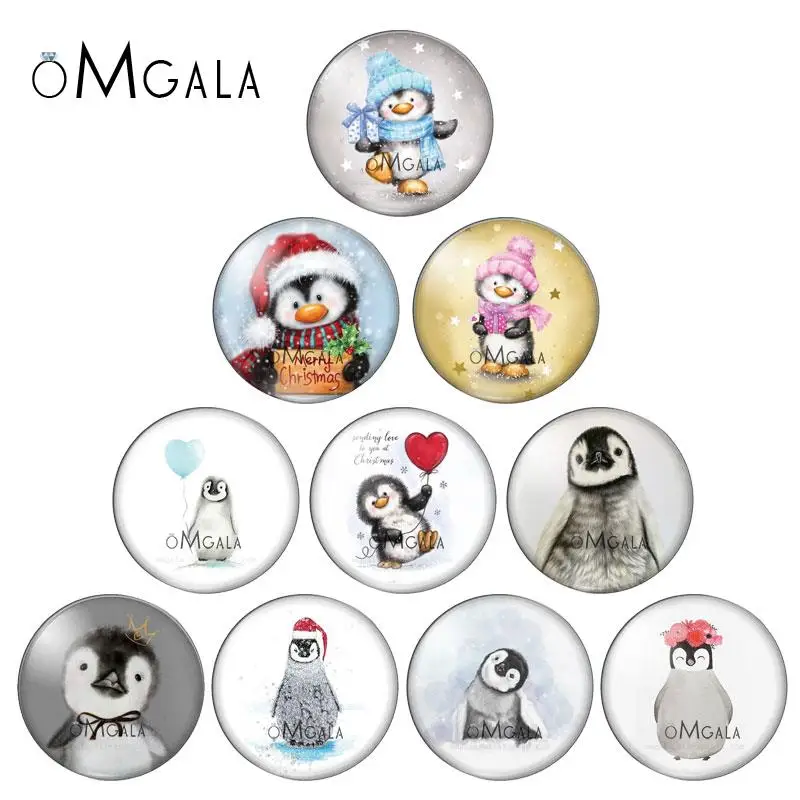 

Cartoon Lovely Antarctic penguin art paintings 12mm/18mm/20mm/25mm Round photo demo glass cabochon flat back Making findings