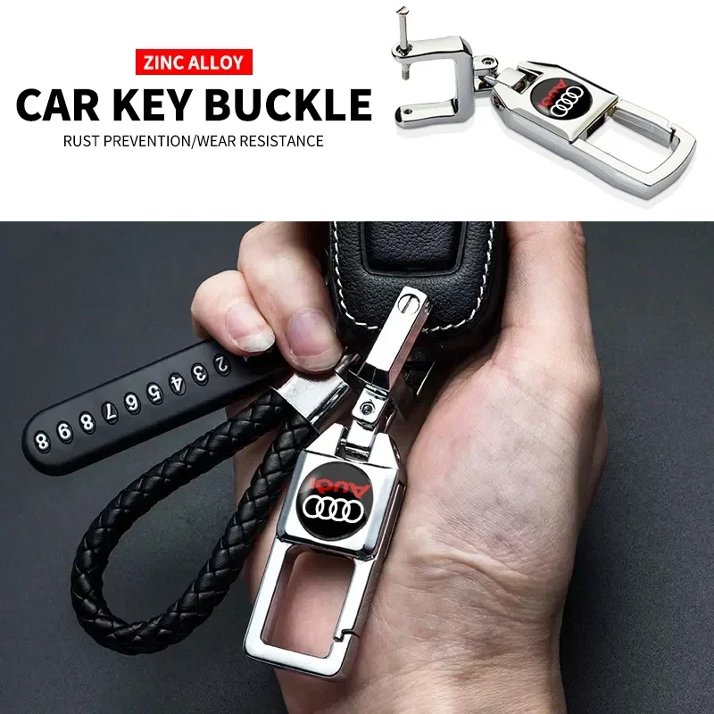 Metal Car Styling Emblem Keychain Key Ring Chain Gift For Audi A3 A4 A5 A6 A7 A8 S4 S6 A4L A6L 4B0601170A Auto Accessories