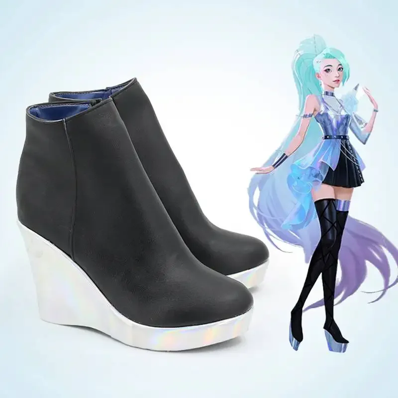 Juegos LOL Xinglai Geji kDa Salfani personalizar Cosplay zapatos de tacón alto botas personalizadas