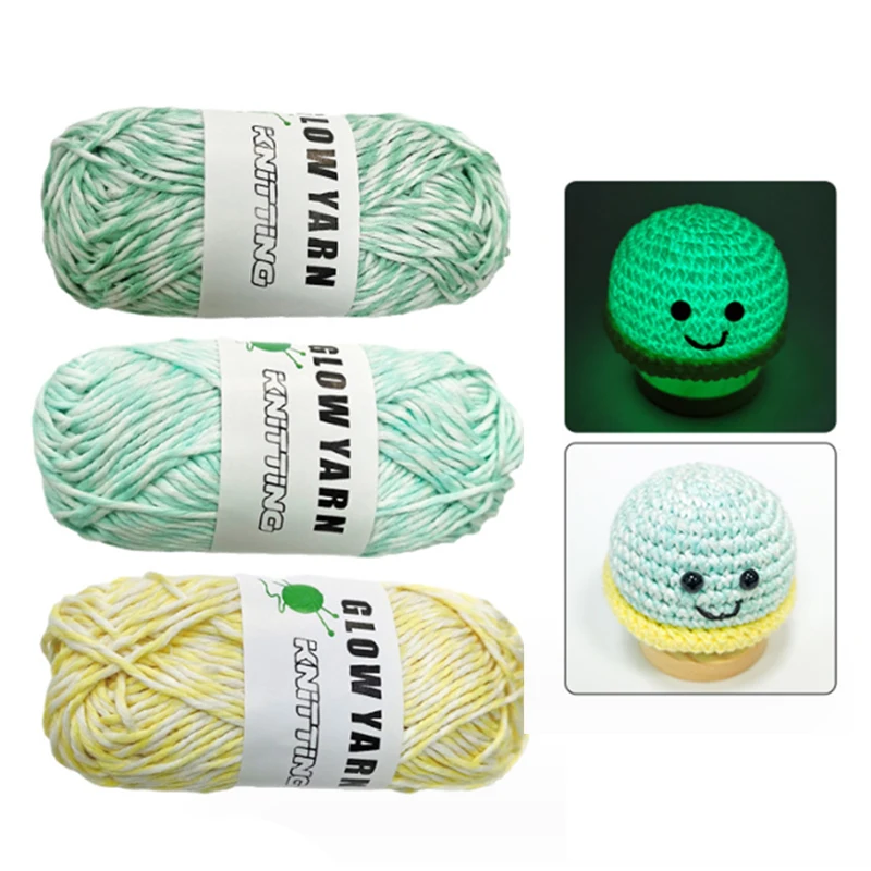 1pc Novel Functional Yarn Glow in the Dark Polyester Luminous Yarn 2mm for Knitting Sweater Hat Glowing Yarn