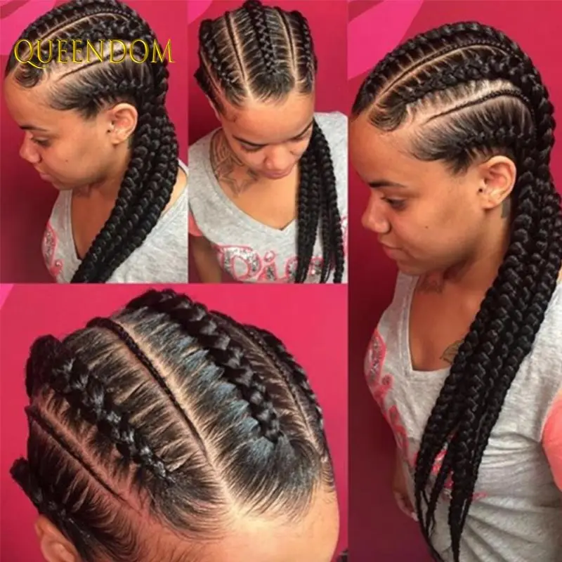 36'' synthetische Jumbo Box Full Lace Perücke Cornrow Twist Lace Front Perücke Göttin Zopf Perücke Afro schwarze Frauen knotenlose Box geflochtene Perücken