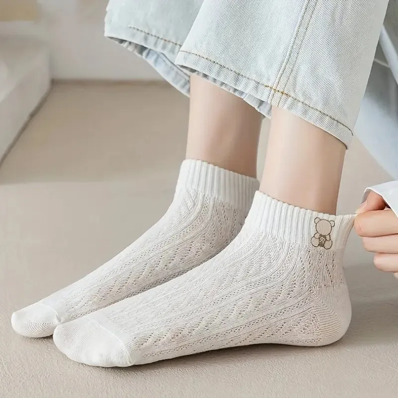 5/10/20/30 Paar Damen-Socken mit Cartoon-Motiv, kurz, aus Strick, für Frühling und Sommer, schweißabsorbierend, atmungsaktiv, weich, bequem, für den Alltag. – Detail 5