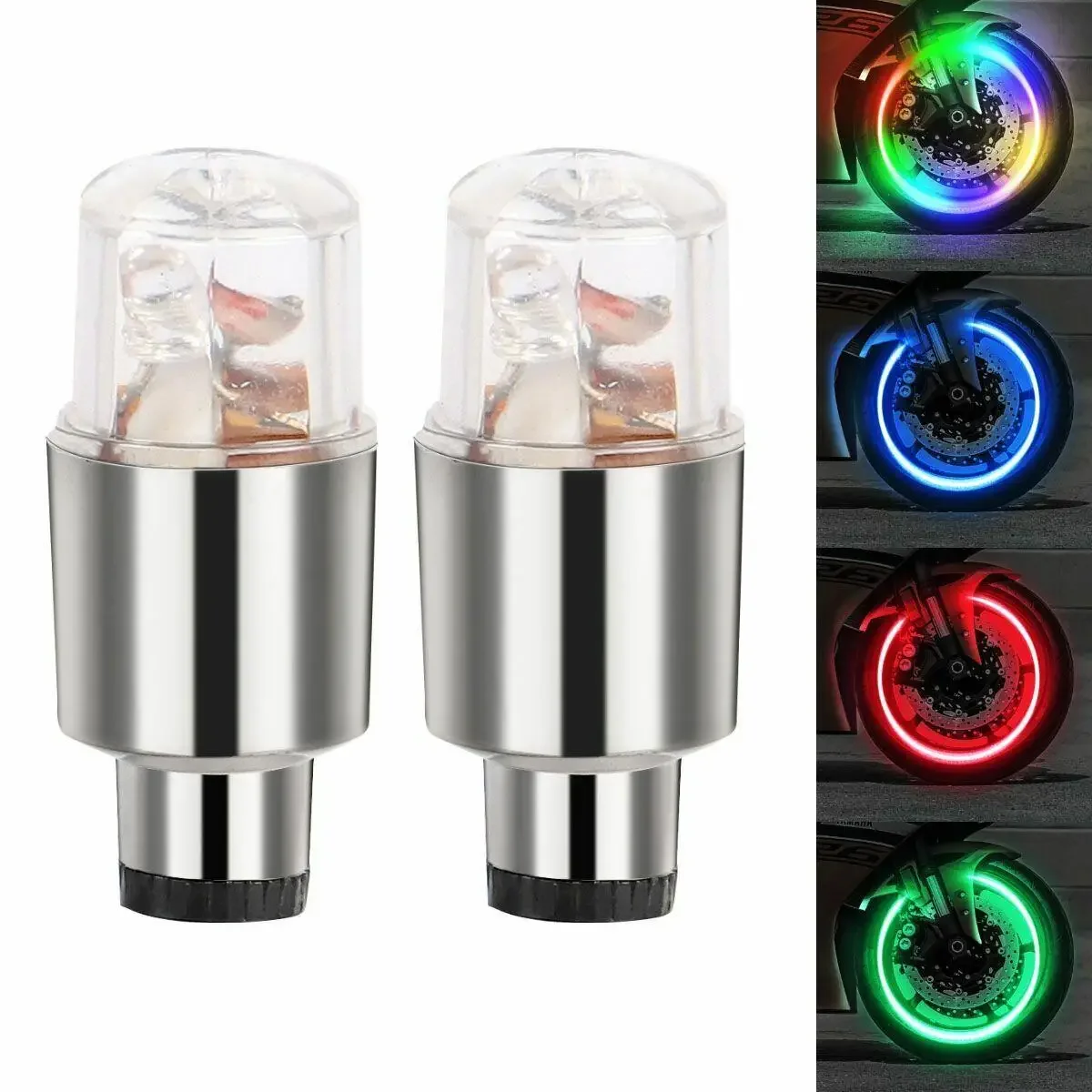 2/10PCS Car Wheel LED Light Motocycle Bike Light Tire Valve Cap Decorative Lantern Tire Valve Cap Flash Spoke Strobe Neon Lamp