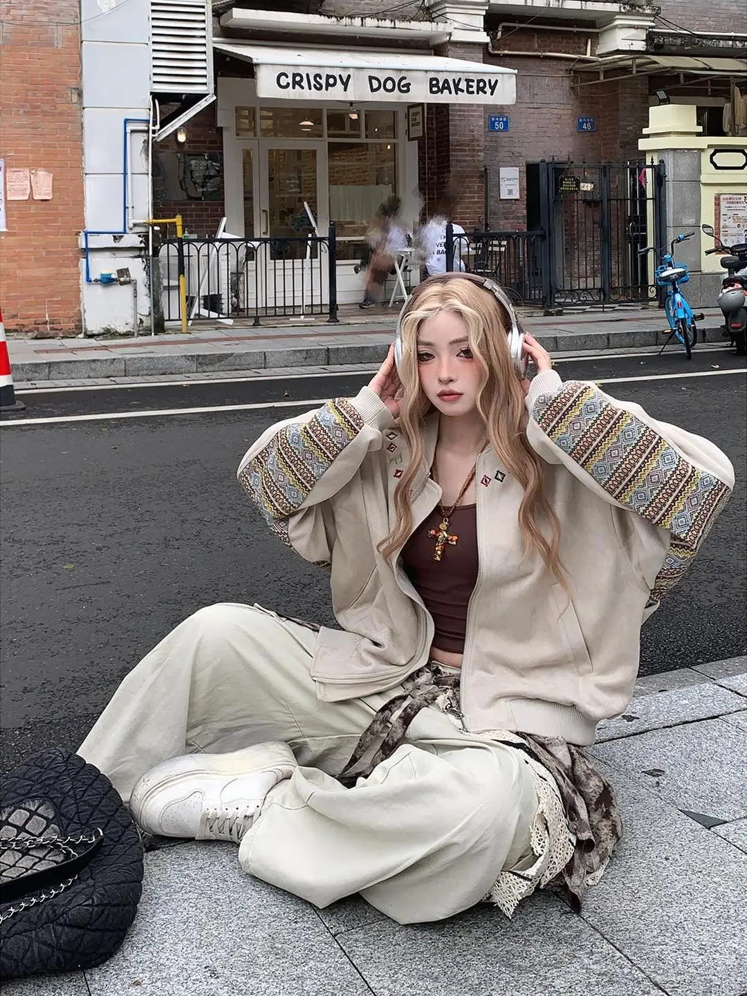 

Свободная куртка в стиле бейсбольной формы с пэчворком и вышивкой, американский трендовый бренд, этнический стиль, весна-осень, верхняя одежда для пар