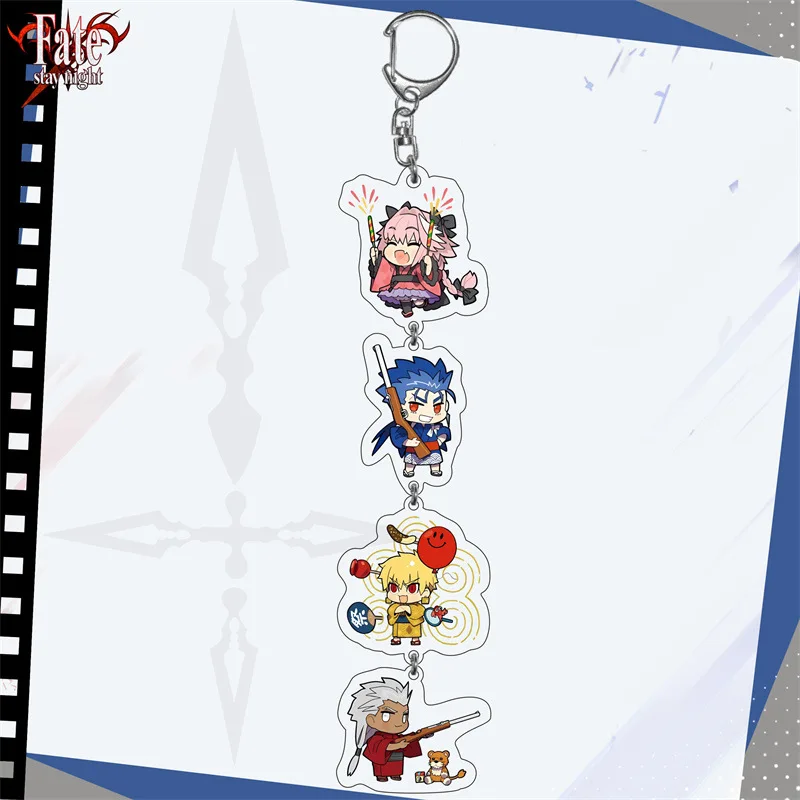 Game Fate Stay Night Figures Acher Gilgamesh Altria Pendragon Cosplay Acrylic Key Chains Cute Cartoon Bag Keyring Fans Gifts