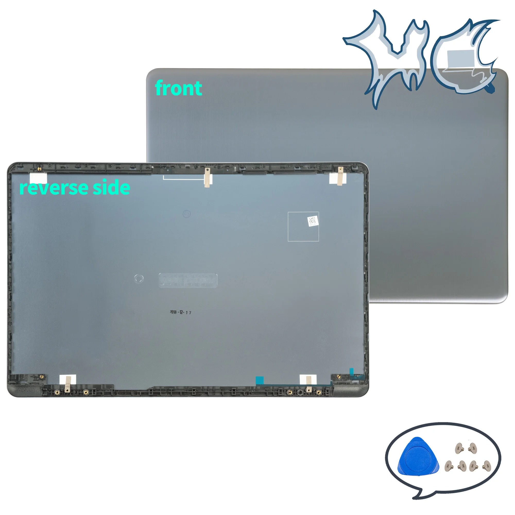 Imagem -02 - Nova Caixa de Metal para Asus Vivobook S510u A510 A510u X510 F510u S510 F510 Lcd Capa Traseira Dobradiças Portátil Habitação Case Cinza Ouro