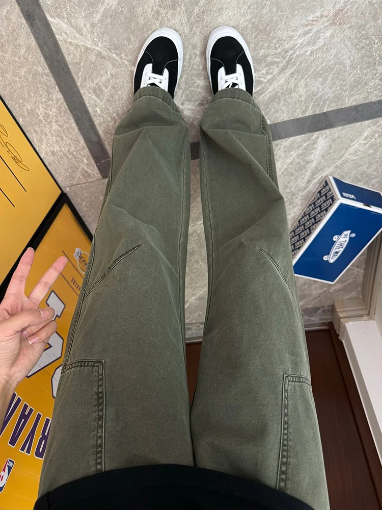 

Мужские повседневные винтажные рабочие брюки Cleanfit Military с эффектом потертости, свободного кроя, со средней посадкой, на молнии, для молодежи