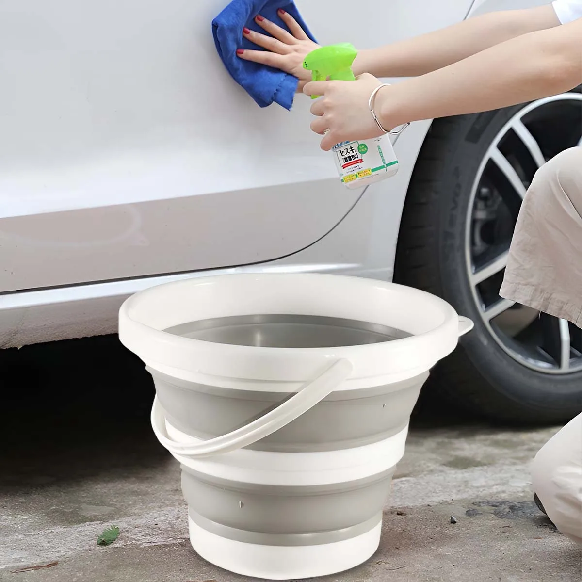 دلو محمول قابل للطي، دلو سيارة من بلاستيك السيليكون، دلو صيد خارجي للأطفال، دلو متعدد الوظائف للسفر إلى المنزل #2