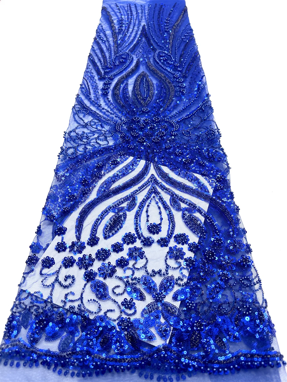 

Royal blue Lace Fabric French Sequins 5 yards African Beaded Lace Fabric Fashion Nigerian Lace Fabric 2025 High Quality Dress
