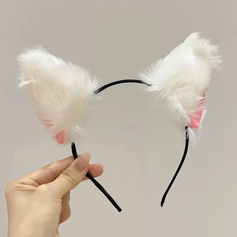 

Realistic Furry Animal Cat Ears Headband Lolita Cute Faux Fur Cat Ears Anime Hair Hoop Halloween Cosplay Party Headpiece Props