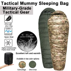 Akmax.cn Tactical Goose Down Mummy Sleeping Bag -Ultra-Light, Compressible,Cold Weather Outdoor Gear, Waterproof -25℃