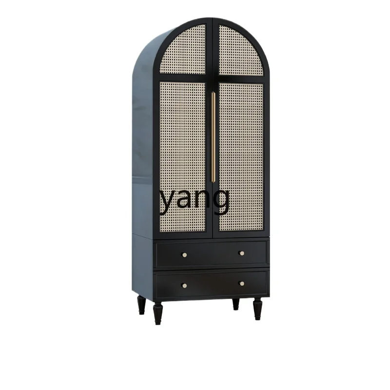 

LXL Small Apartment Bedroom Rattan Double Door Component Wardrobe Two Door Four Door Closet