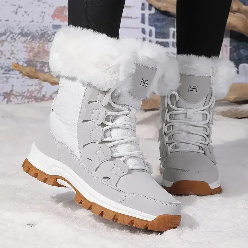 

Warm High-Cut Snow Boots Women's Cotton Shoes Winter Warmness Trendy Ankle-high Boots Comfortable Polyurethane Upper Zapatillas
