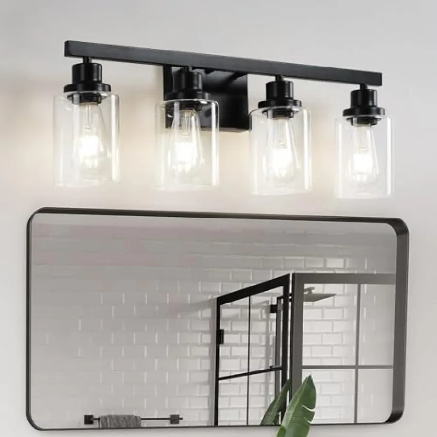 

Bathroom Vanity Light Modern Matte Wall Sconce Lighting with Clear Glass Shade Bathroom Lighting Fixtures Over Mirror Vintage W