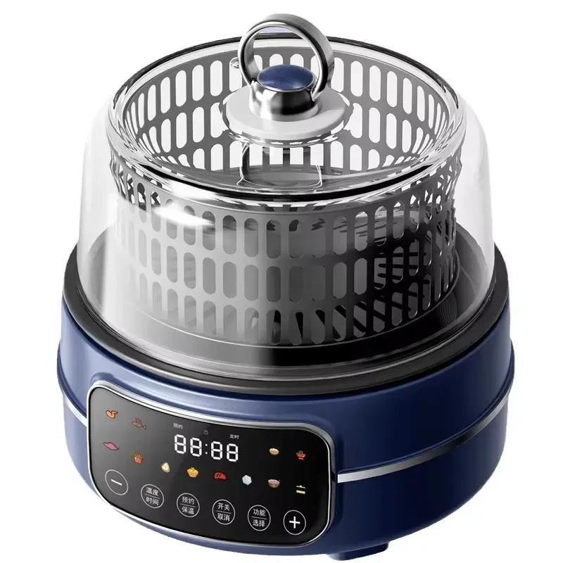 Multifunctional Electric Air Fryer Rice Cooker Hot Pot Integrated Household Kitchen Appliance Microcomputer Control Aluminum