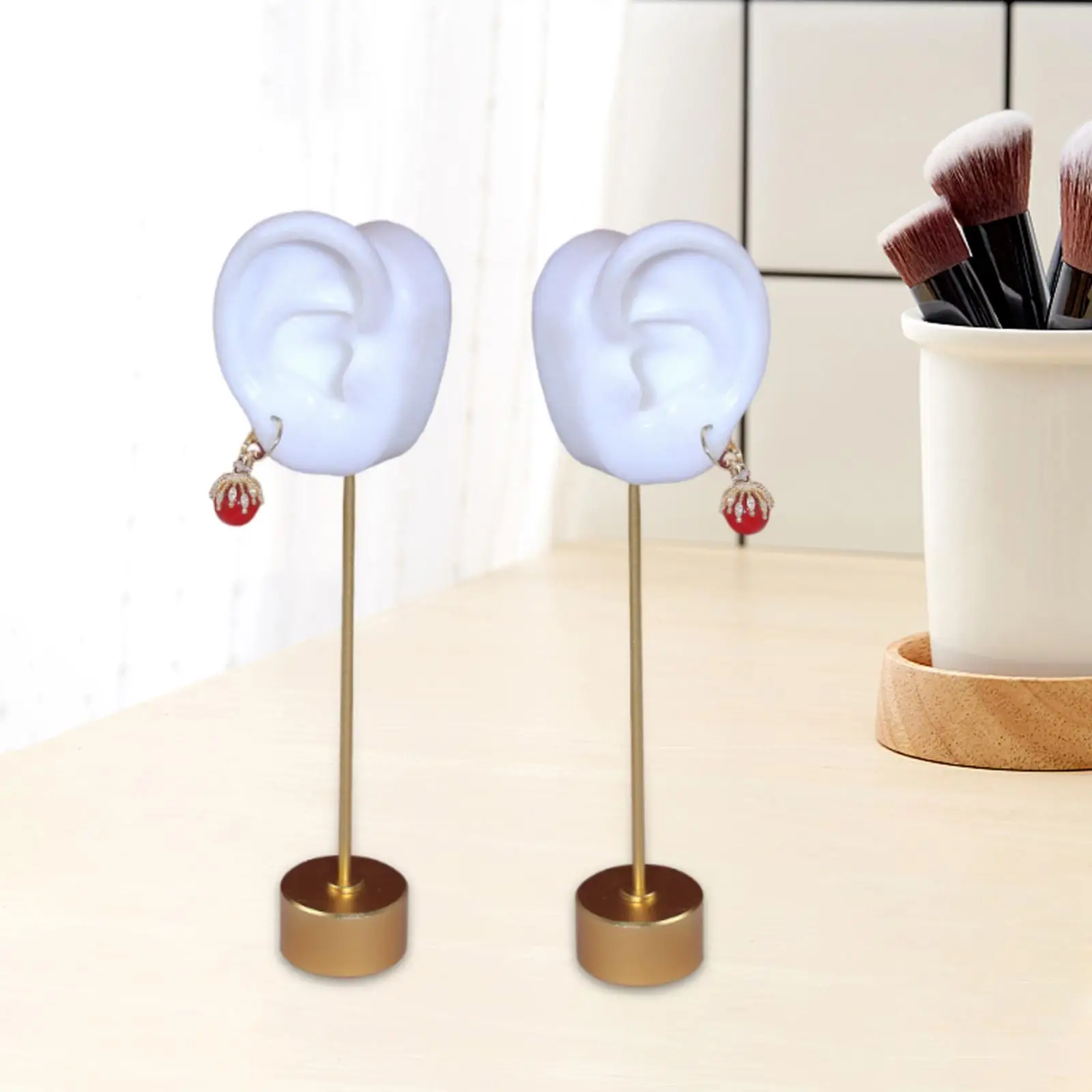 

Подставка для сережек, силиконовая подставка в форме ушей, имитация ушей, органайзер для ювелирных изделий, металлический кронштейн, портативная легкая подставка