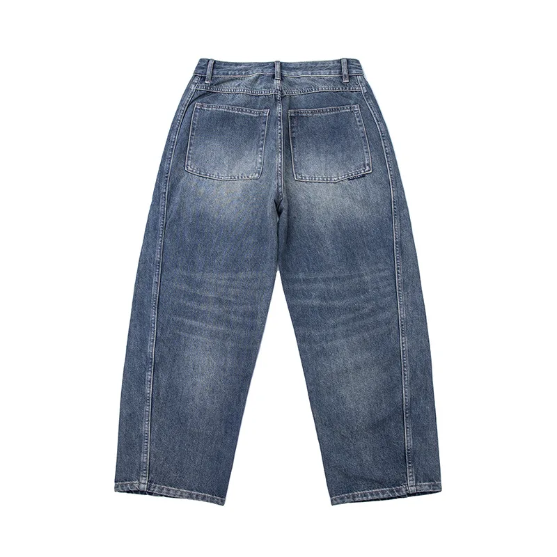 

Spring and Autumn American Retro Washed Distressed Cat Whisker Straight Jeans Men's Loose Splicing All-match Hip-Hop Trousers