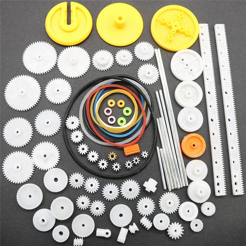 A15F-82PCS/Set Gear Package Kit DIY Gear Assortment Accessories Set For Toy Motor Car Robot Various Gear Axle Belt Bushings
