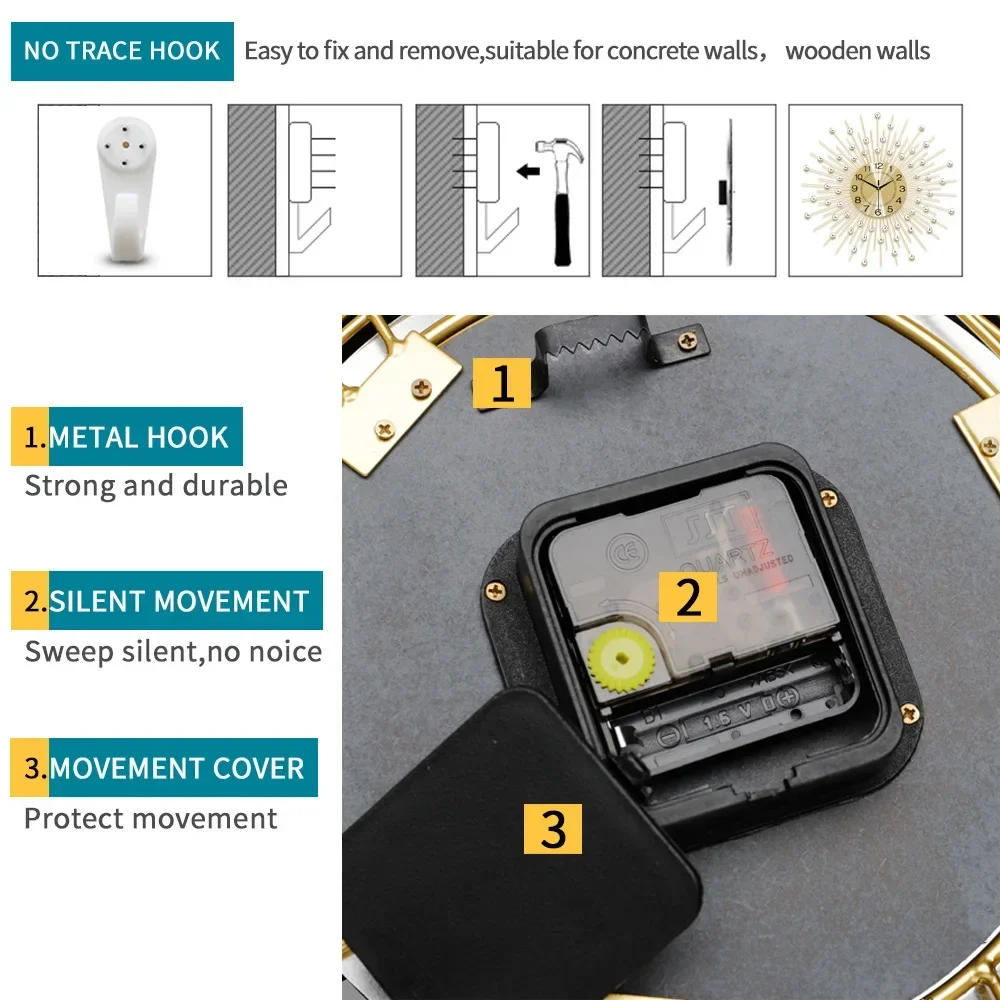 Metall Wanduhren stilvolle kreative Uhr Uhr Minimalismus Wohnzimmer Uhren Design Uhr Mechanismus stille moderne Dekoration